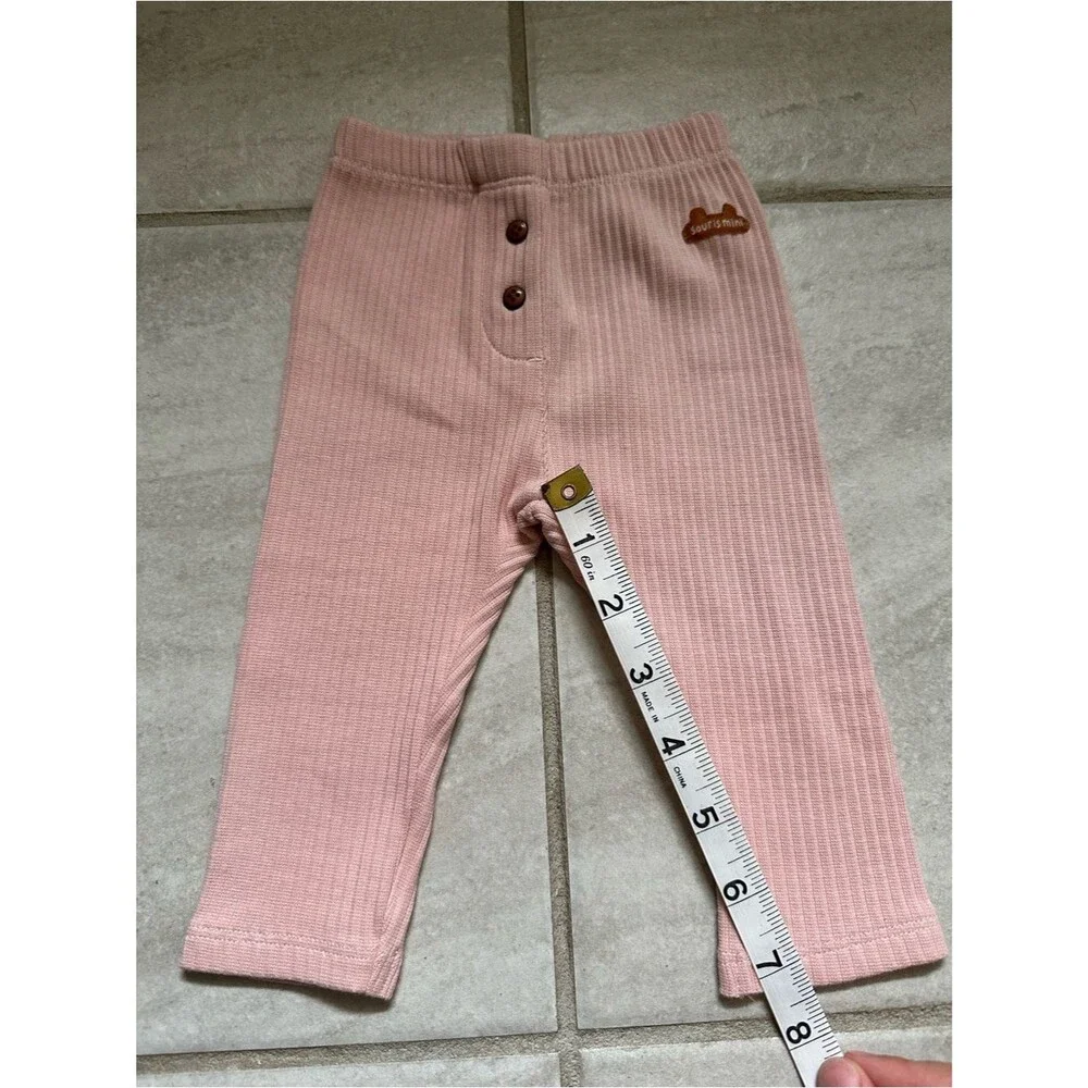 Wren Harper Blush Pink Ribbed Henley Baby Bodysuit with Pants Set Size 0-3 M NWT